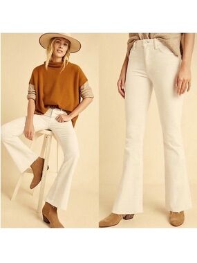 MOTHER The Weekender Fray Cream Denim Jeans